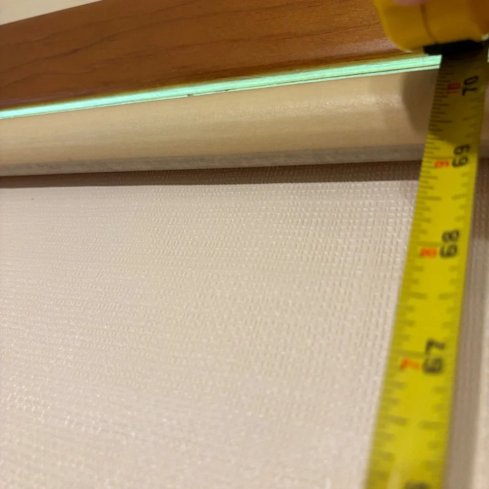 Vintage Cream Textured Roller Window Shade Scalloped Trim Wood Pull 37x70 in